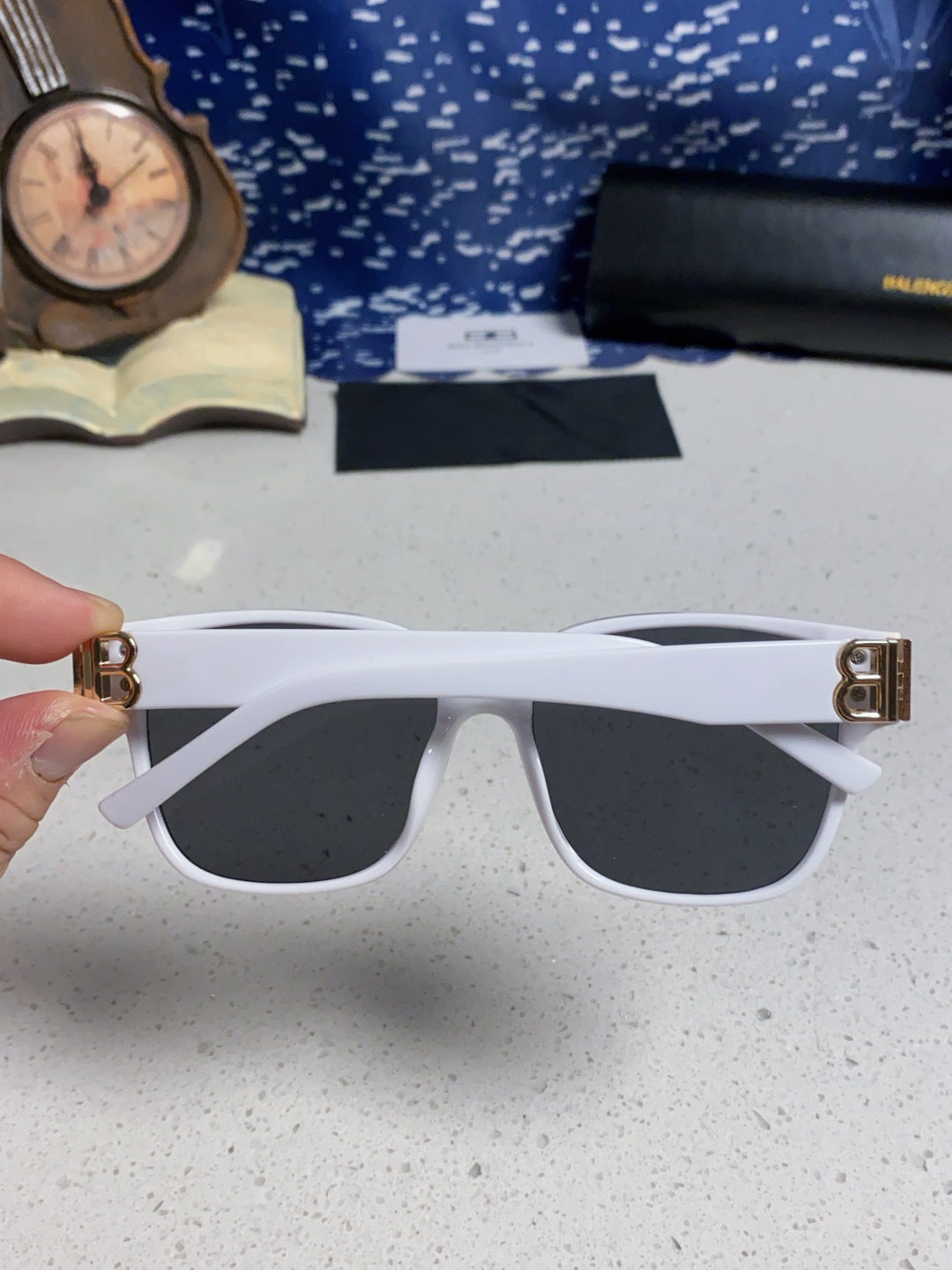 Balenciaga Folding Square Blue Lens Sunglasses for Men & Women - detail image 6