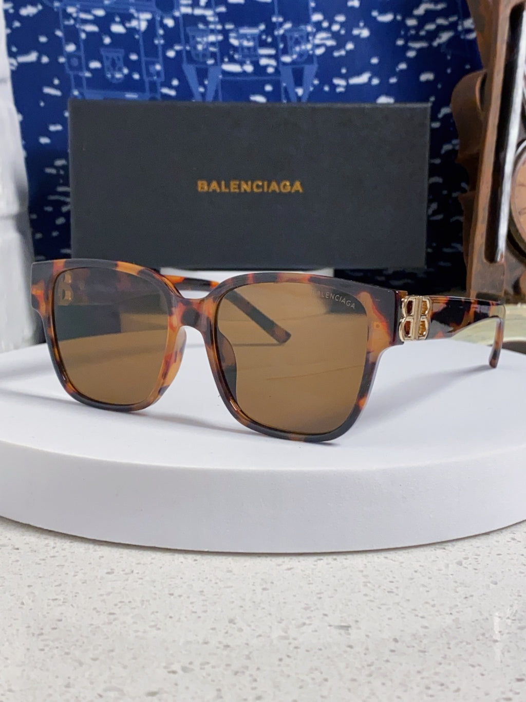 Balenciaga Folding Square Brown Lens Sunglasses for Men & Women - 416121