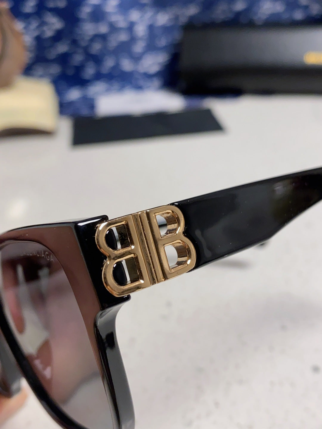 Balenciaga Folding Square Gold Lens Sunglasses for Men & Women - 416122 - detail image 8