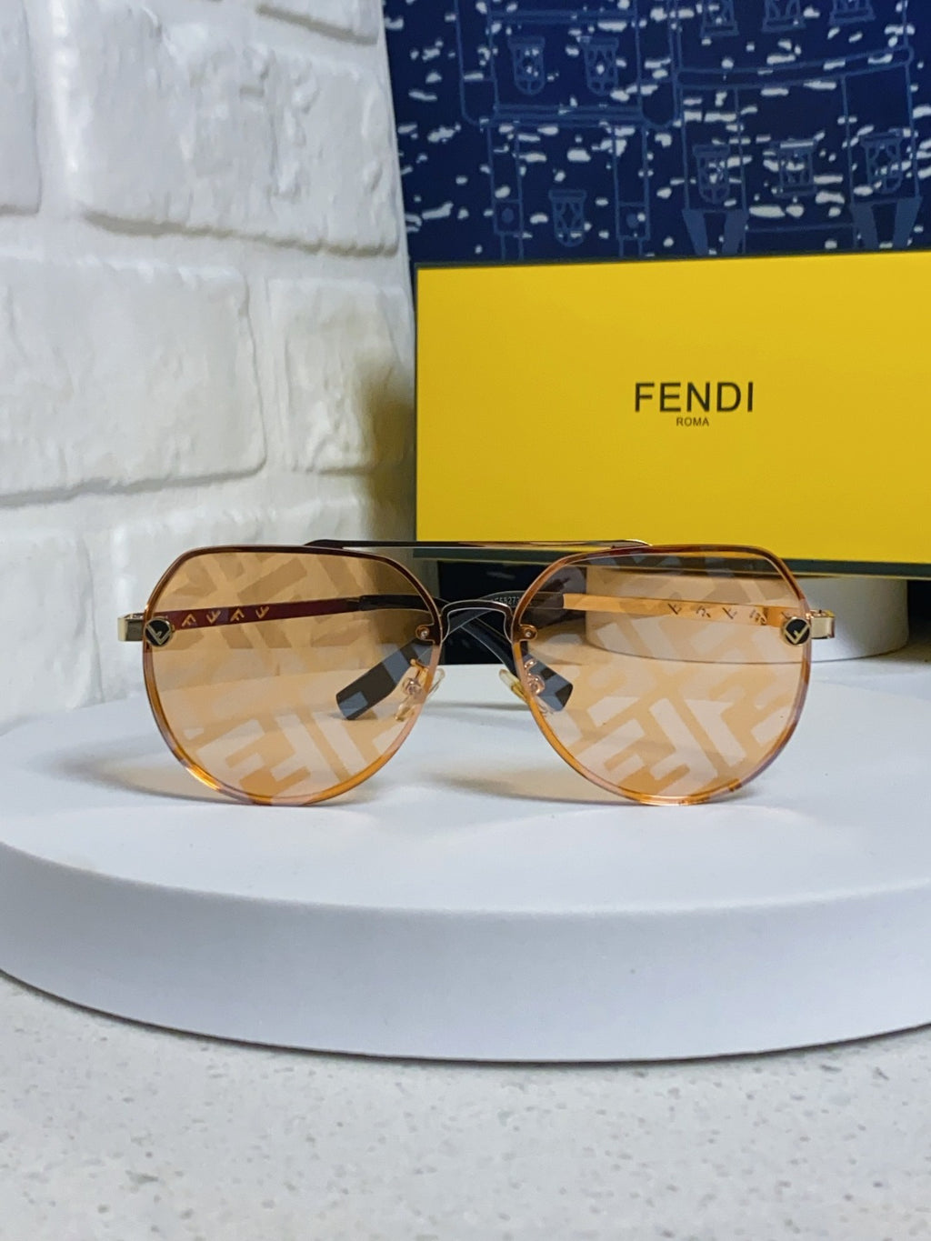 Fendi Lightweight Rimless Gold Lens Sunglasses for Men & Women - detail image 2