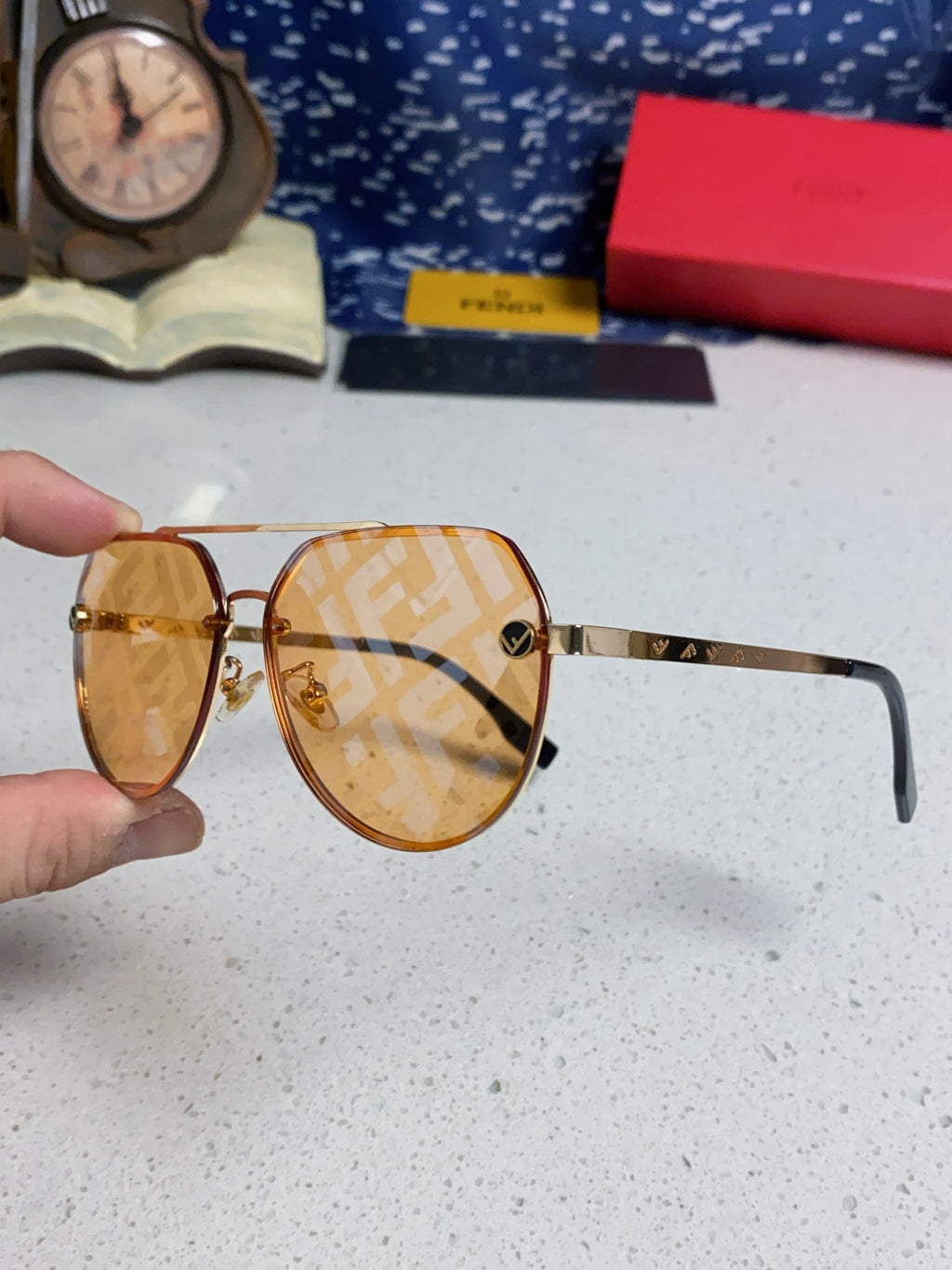 Fendi Lightweight Rimless Gold Lens Sunglasses for Men & Women - detail image 6