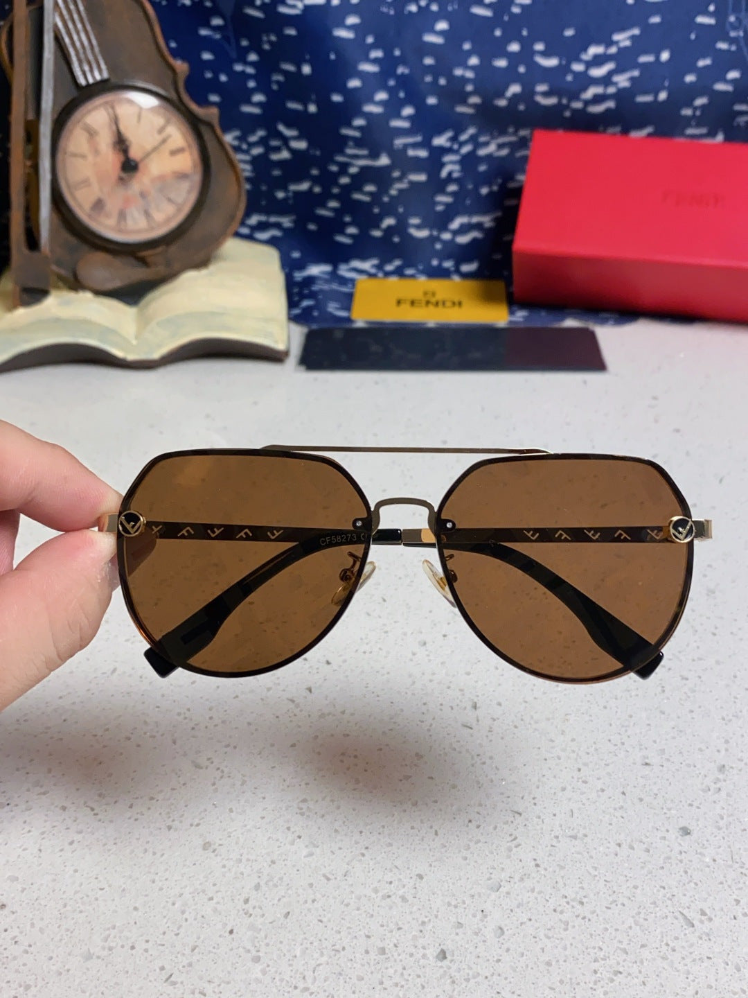 Fendi Lightweight Rimless Brown Lens Sunglasses for Men & Women - 449834 - detail image 4