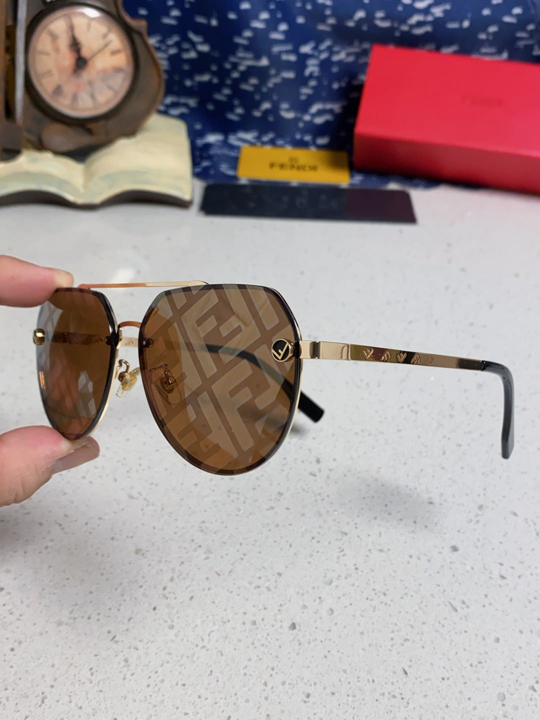 Fendi Lightweight Rimless Brown Lens Sunglasses for Men & Women - 449834 - detail image 6