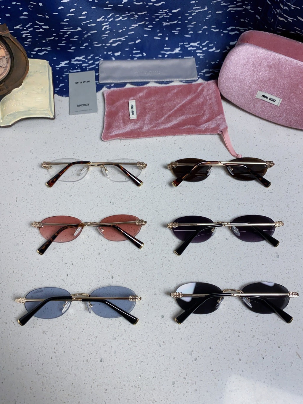 Miu Miu Lightweight Metal Rimless Silver Lens Sunglasses for Women - detail image 10