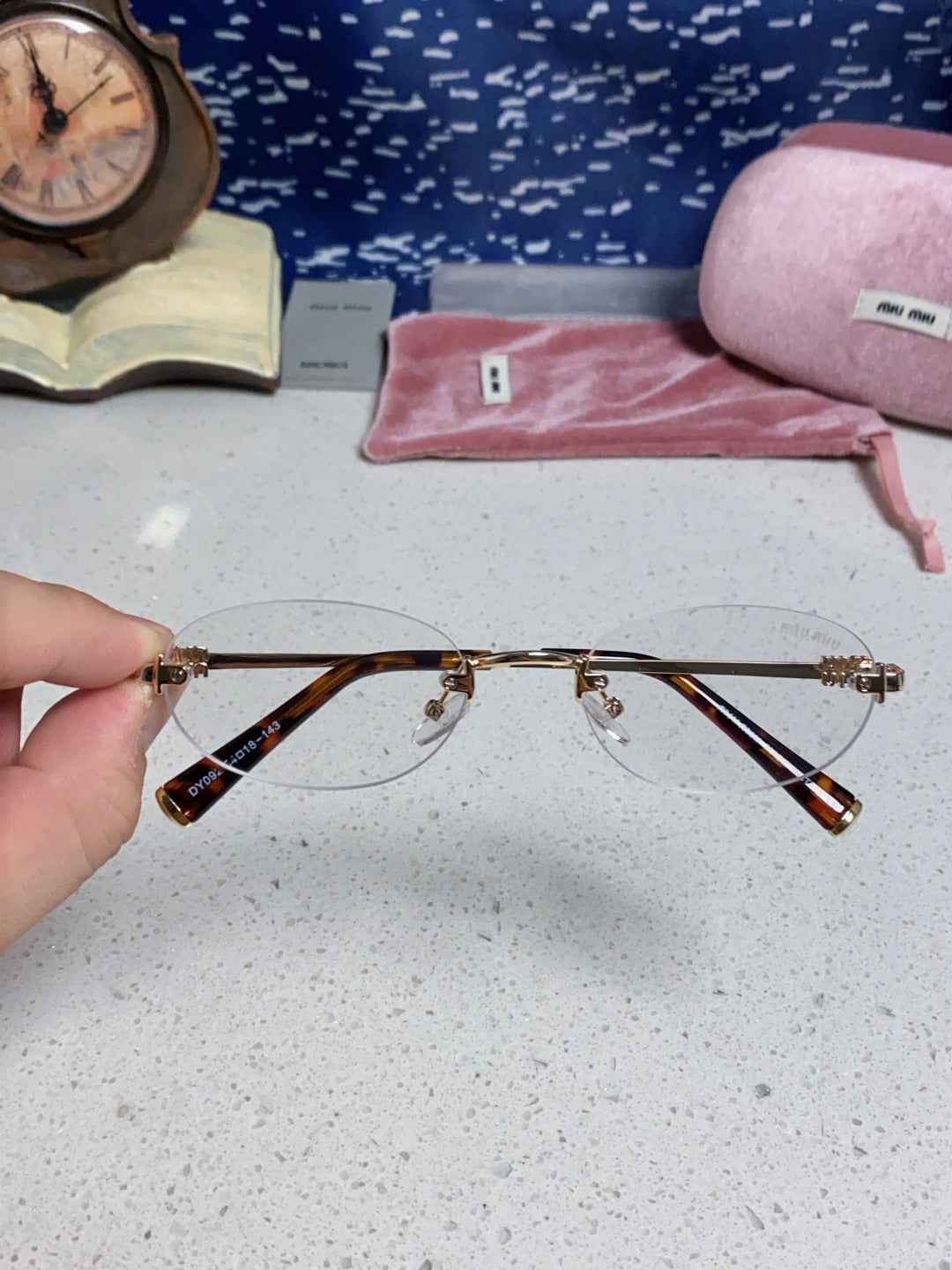 Miu Miu Lightweight Metal Rimless Silver Lens Sunglasses for Women - 449701 - detail image 4