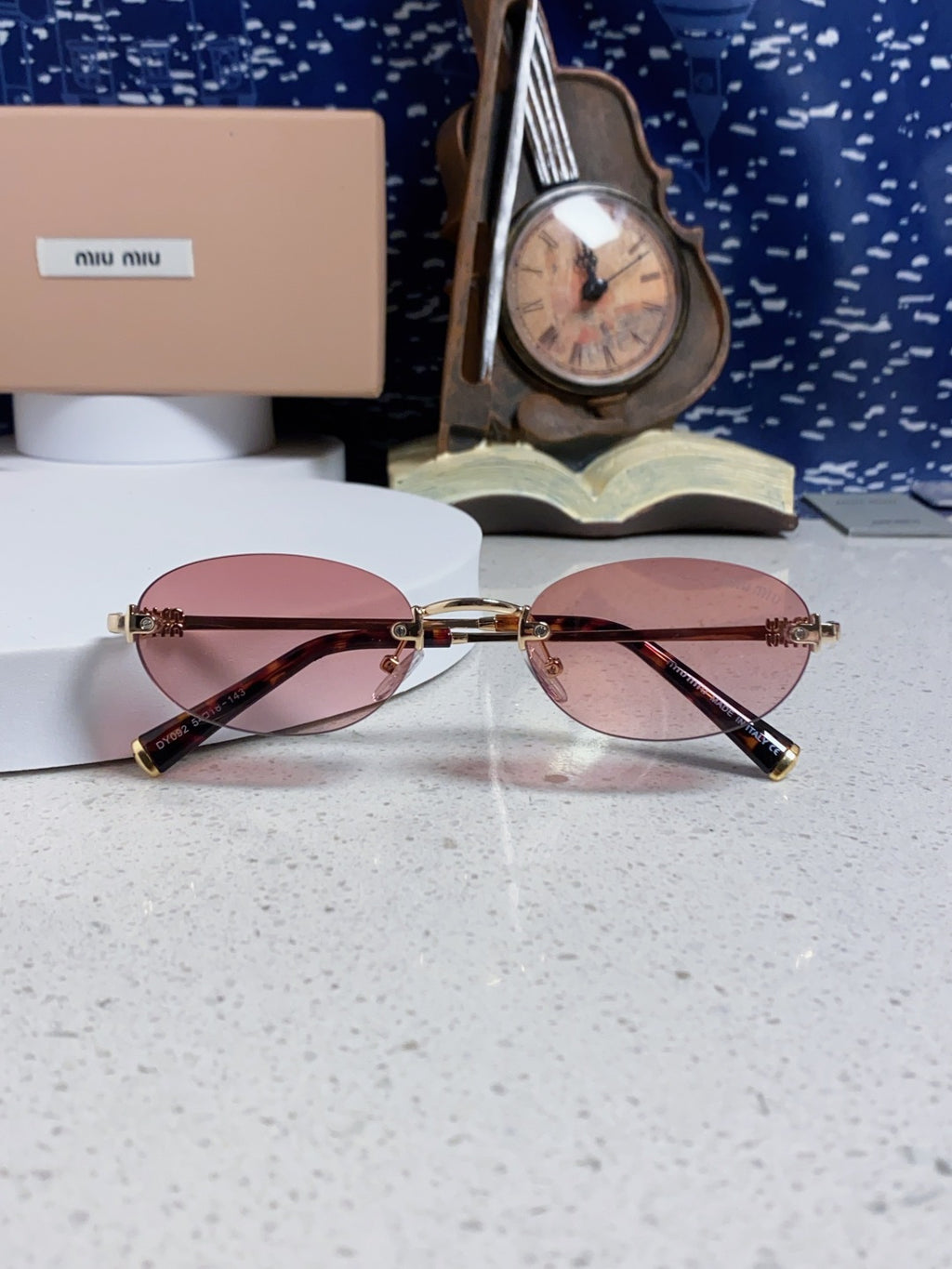 Miu Miu Lightweight Metal Rimless Brown Lens Sunglasses for Women - 449702 - detail image 9