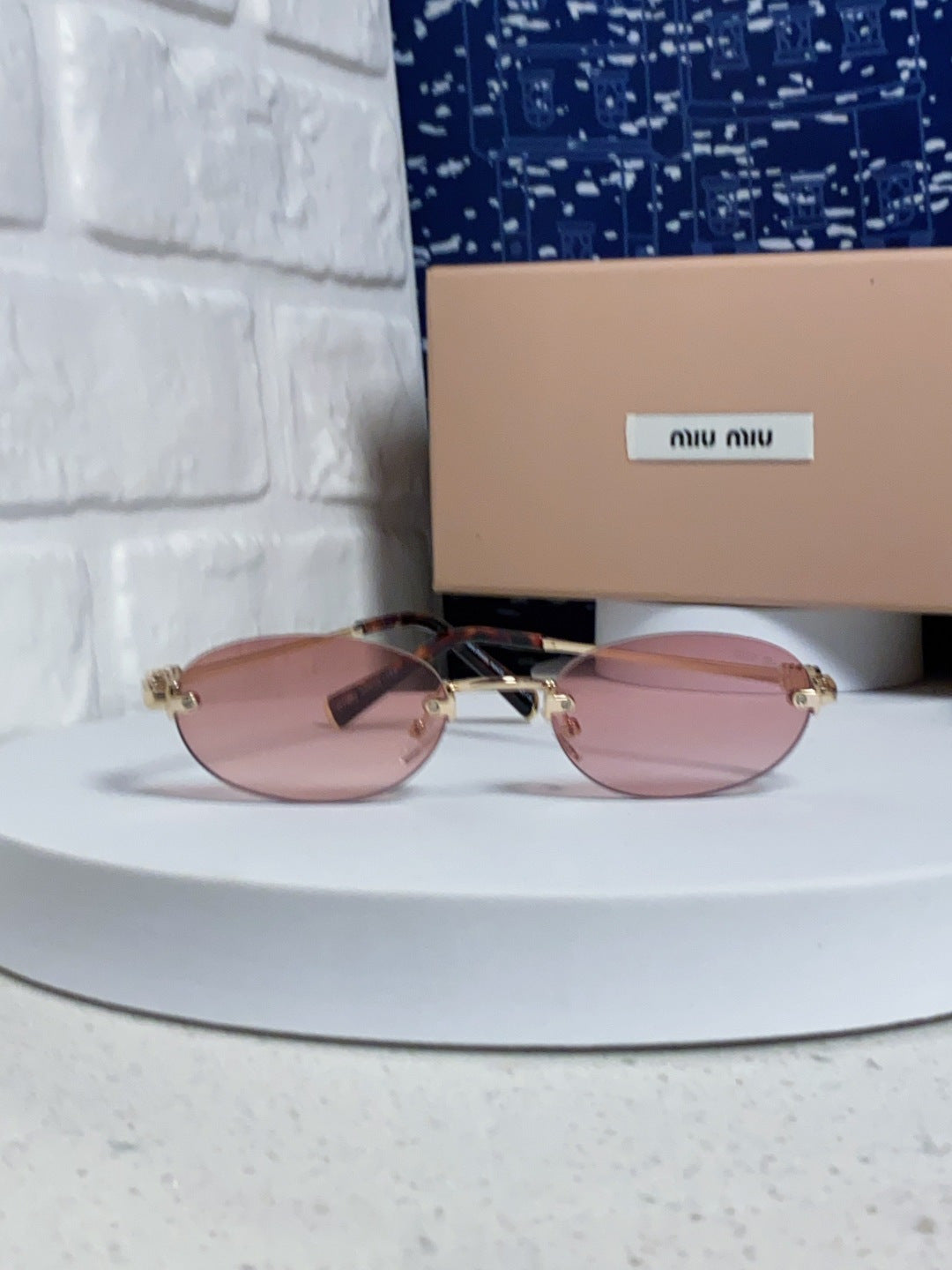 Miu Miu Lightweight Metal Rimless Brown Lens Sunglasses for Women - 449702 - detail image 2
