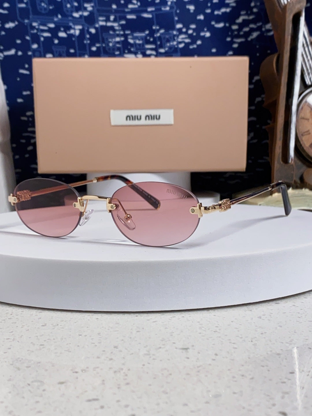Miu Miu Lightweight Metal Rimless Brown Lens Sunglasses for Women - 449702