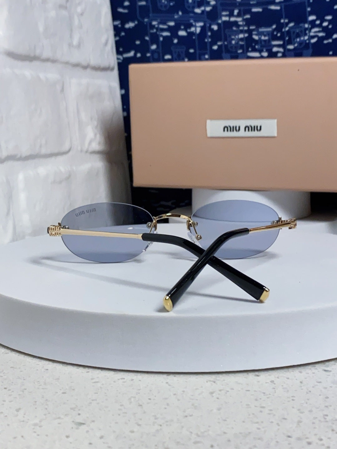 Miu Miu Lightweight Metal Rimless Silver Lens Sunglasses for Women - 449703 - detail image 3