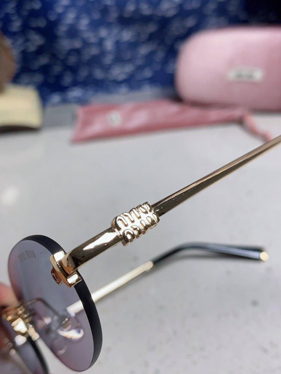 Miu Miu Lightweight Metal Rimless Silver Lens Sunglasses for Women - 449703 - detail image 7
