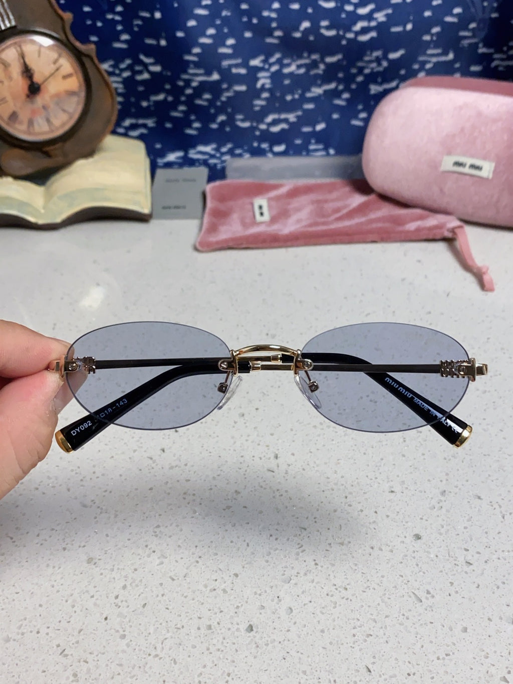 Miu Miu Lightweight Metal Rimless Silver Lens Sunglasses for Women - 449703 - detail image 4