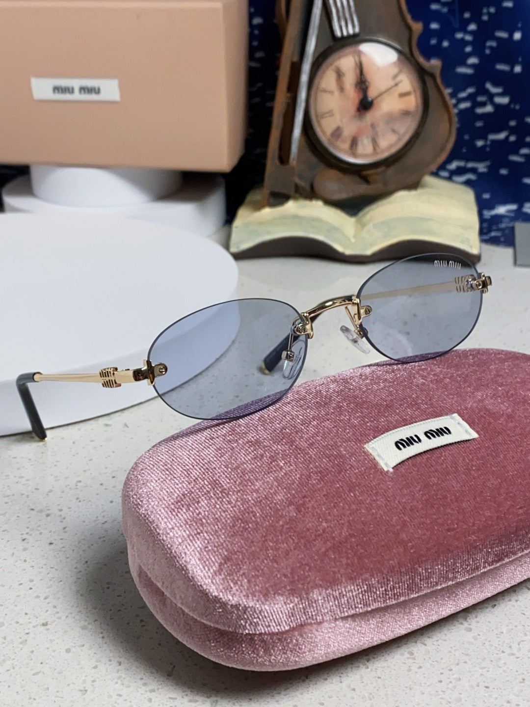 Miu Miu Lightweight Metal Rimless Silver Lens Sunglasses for Women - 449703 - detail image 10