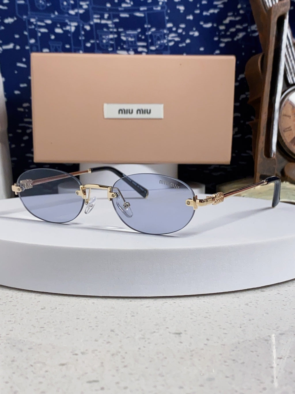 Miu Miu Lightweight Metal Rimless Silver Lens Sunglasses for Women - 449703