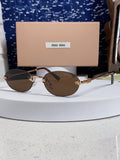 Miu Miu Lightweight Metal Rimless Brown Lens Sunglasses for Women