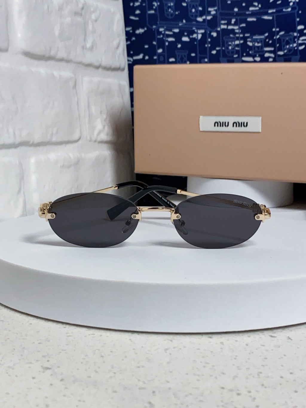 Miu Miu Lightweight Metal Rimless Silver Lens Sunglasses for Women - detail image 2