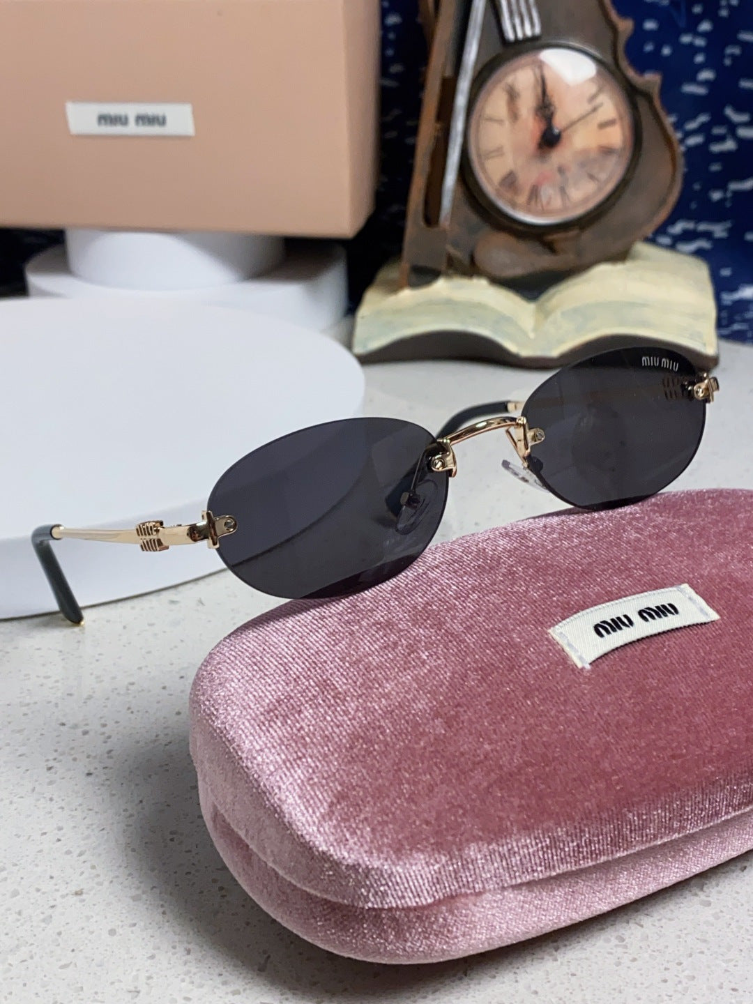 Miu Miu Lightweight Metal Rimless Silver Lens Sunglasses for Women - detail image 9