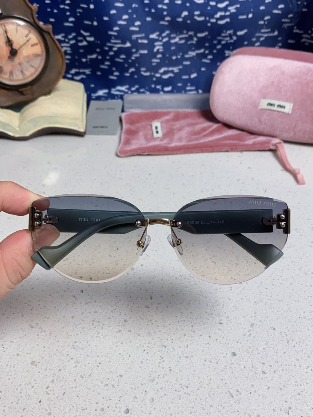Miu Miu Lightweight Rimless Silver Lens Sunglasses for Women - 449695 - detail image 4