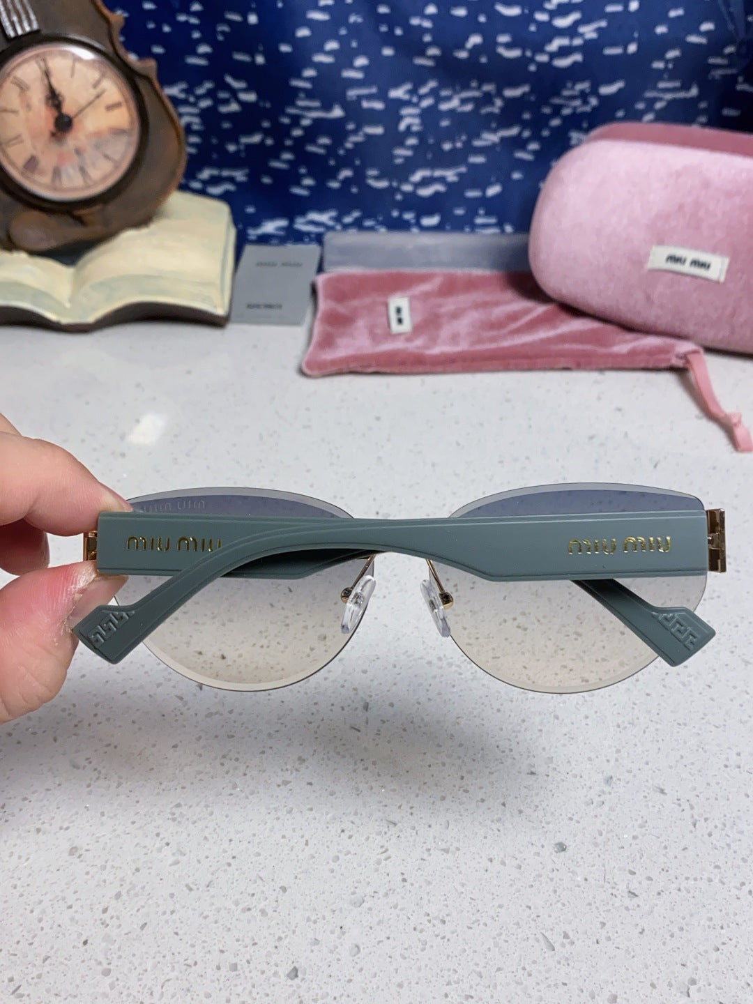 Miu Miu Lightweight Rimless Silver Lens Sunglasses for Women - 449695 - detail image 5