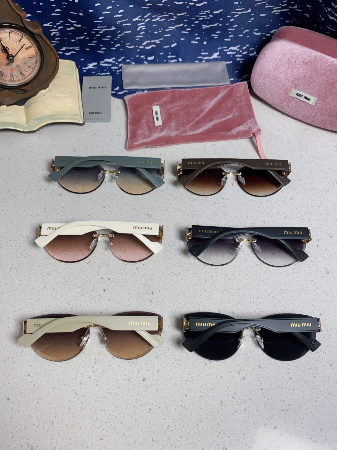 Miu Miu Lightweight Rimless Black Lens Sunglasses for Women - 449700 - detail image 11