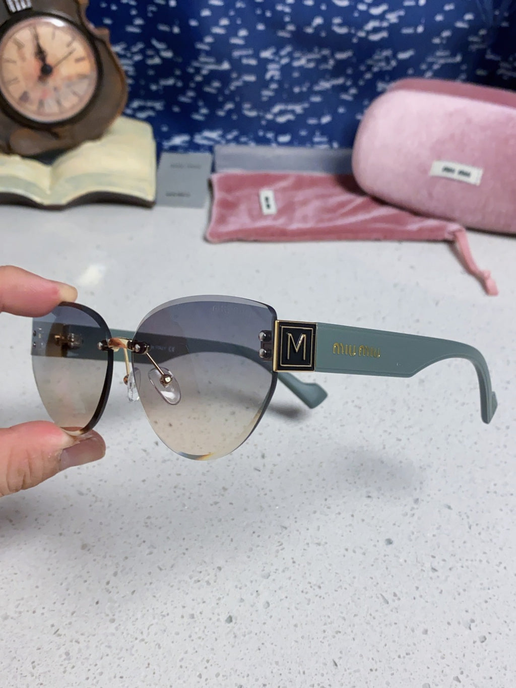 Miu Miu Lightweight Rimless Silver Lens Sunglasses for Women - 449695 - detail image 6