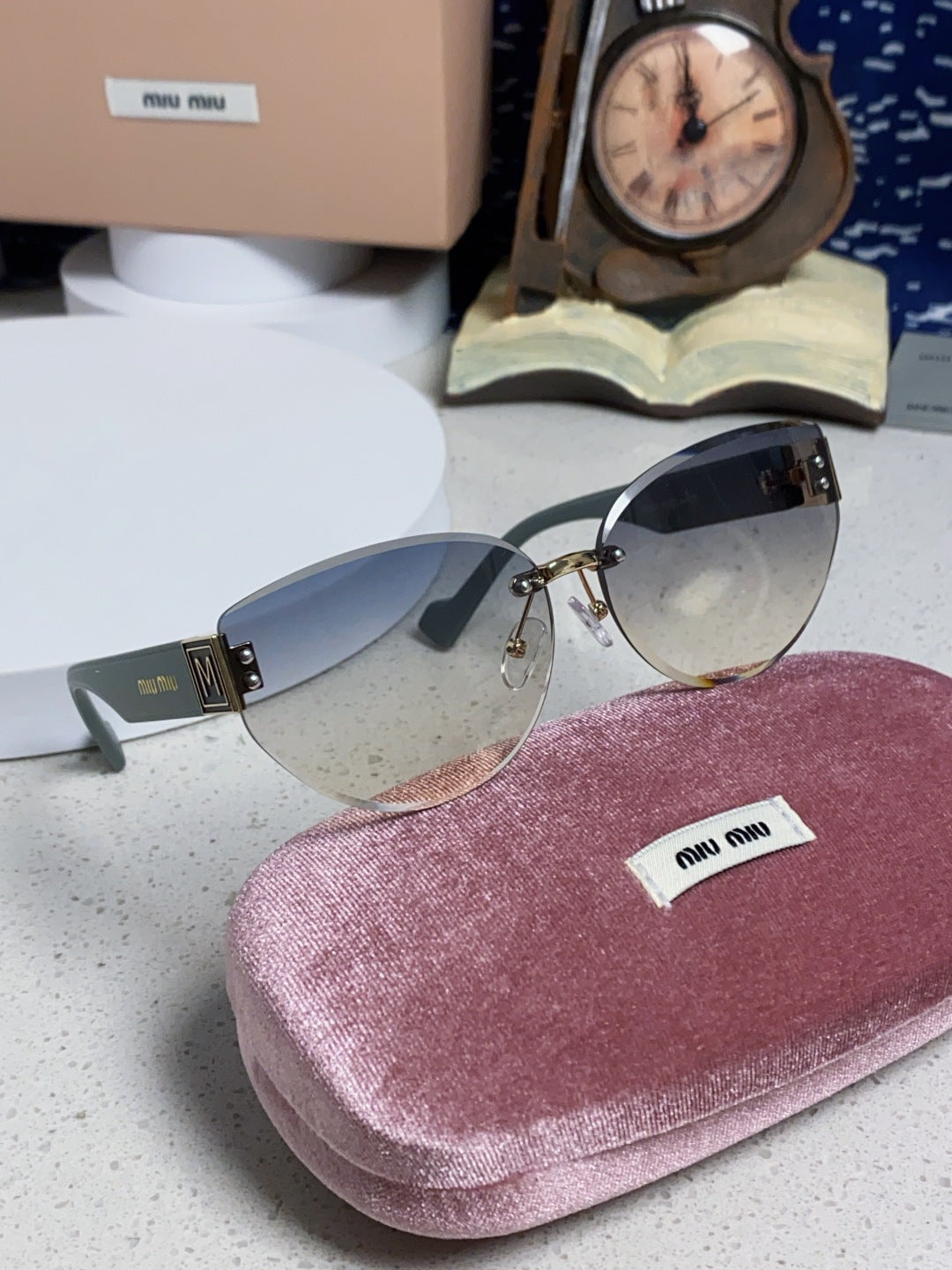 Miu Miu Lightweight Rimless Silver Lens Sunglasses for Women - 449695 - detail image 10