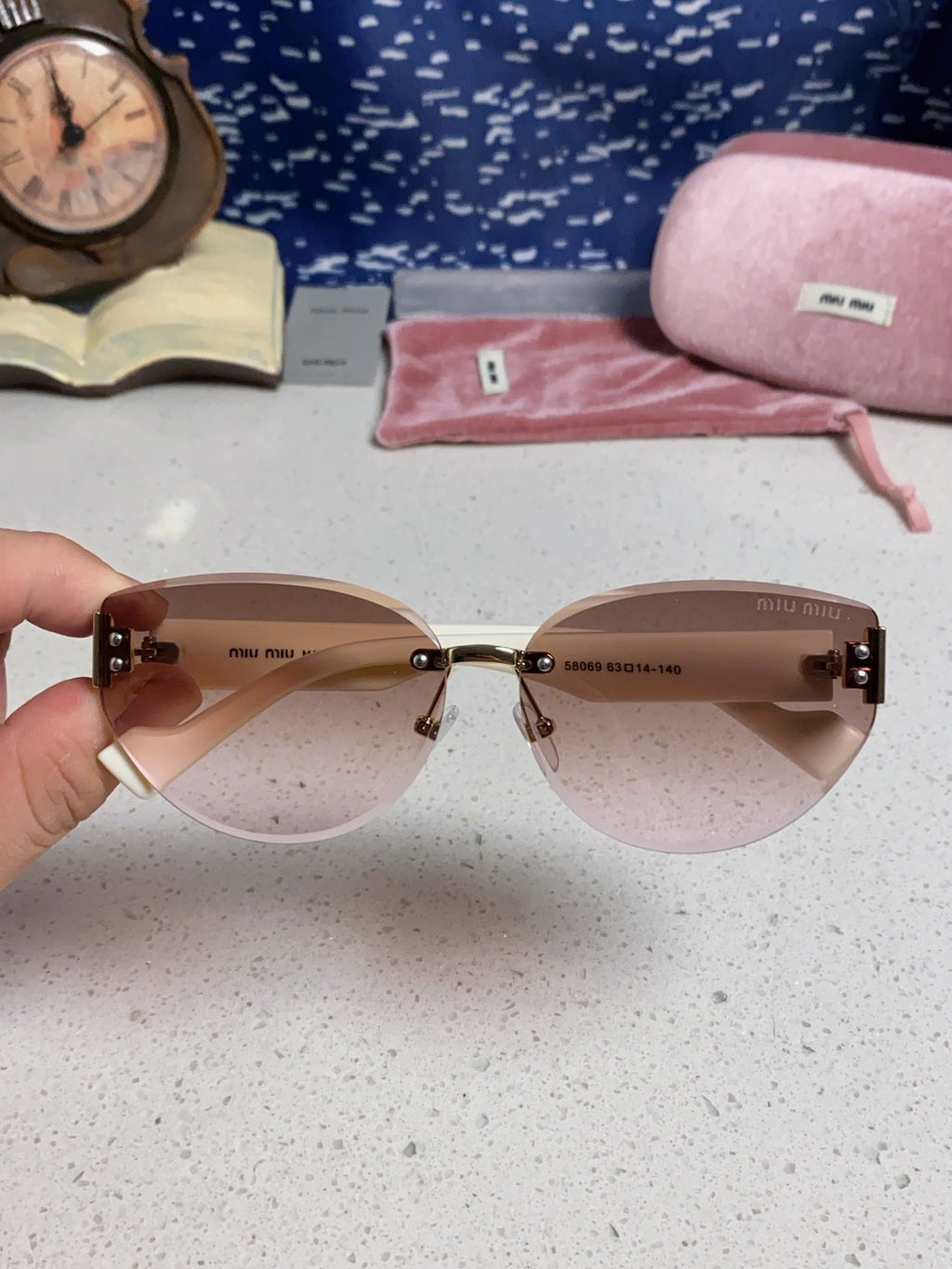 Miu Miu Lightweight Rimless Silver Lens Sunglasses for Women - 449696 - detail image 4