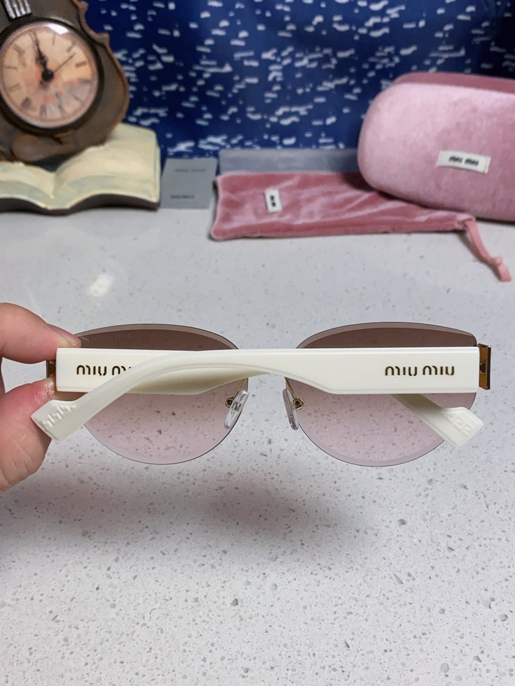 Miu Miu Lightweight Rimless Silver Lens Sunglasses for Women - 449696 - detail image 5