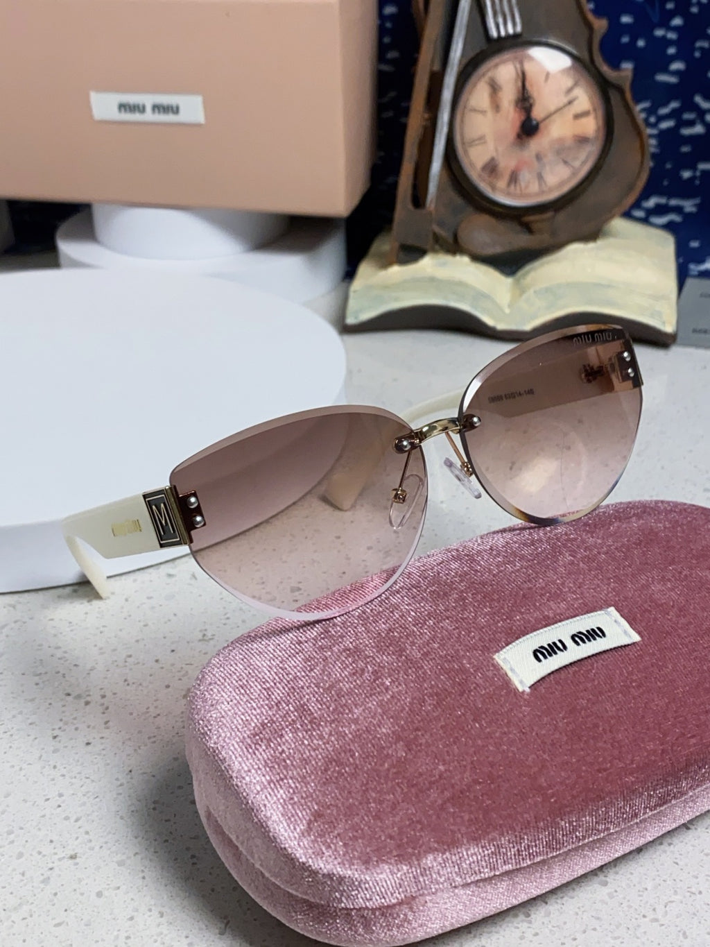 Miu Miu Lightweight Rimless Silver Lens Sunglasses for Women - 449696 - detail image 10