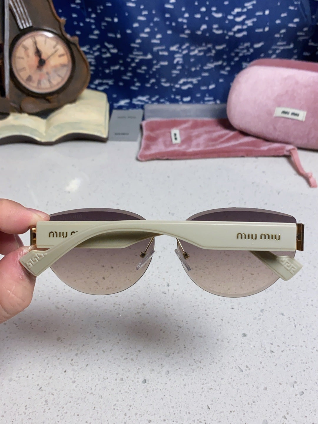 Miu Miu Lightweight Rimless Silver Lens Sunglasses for Women - 449697 - detail image 5