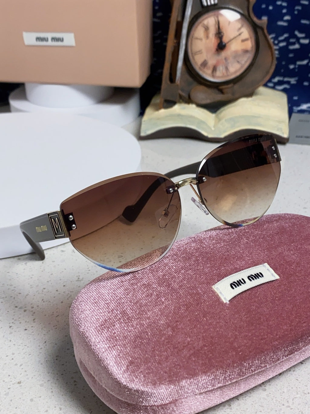 Miu Miu Lightweight Rimless Red Lens Sunglasses for Women - 449698 - detail image 10