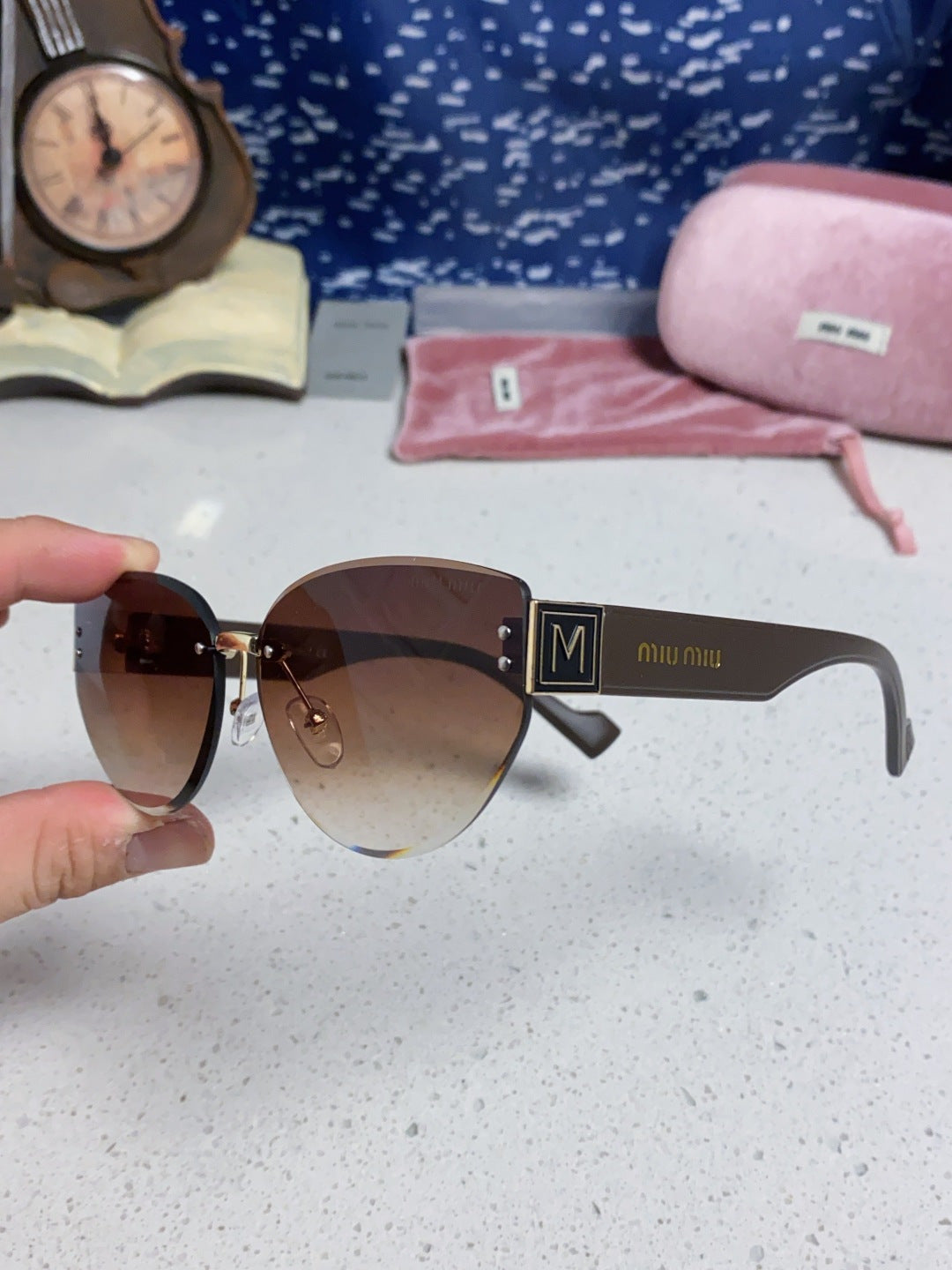 Miu Miu Lightweight Rimless Red Lens Sunglasses for Women - 449698 - detail image 6