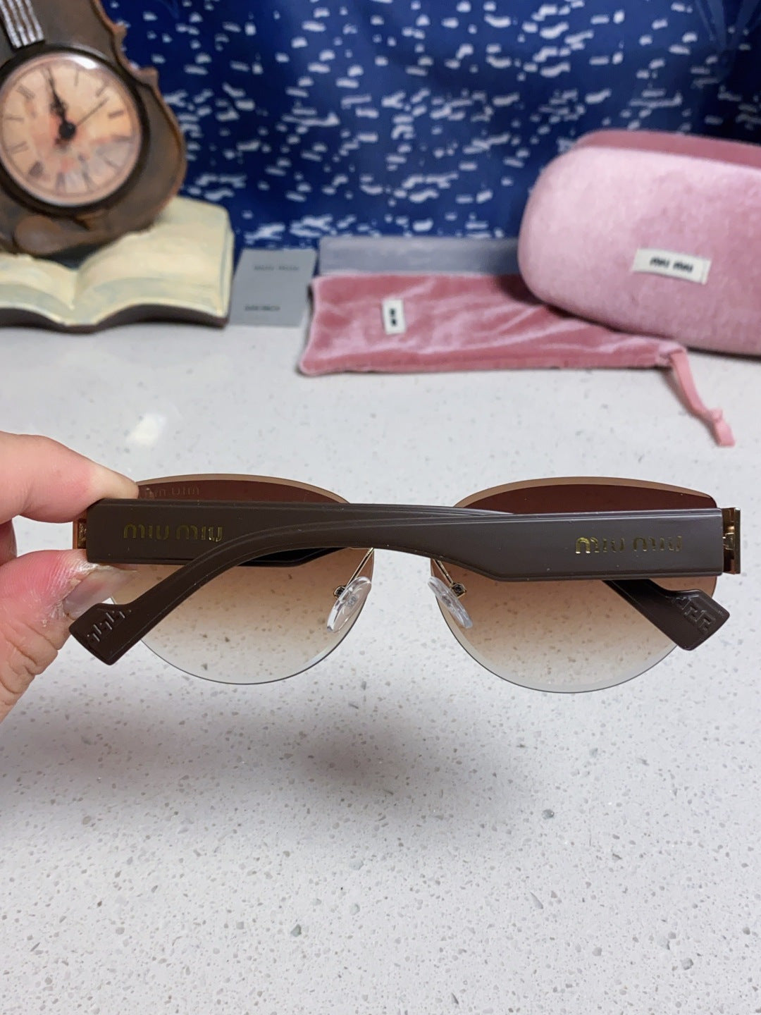 Miu Miu Lightweight Rimless Red Lens Sunglasses for Women - 449698 - detail image 5