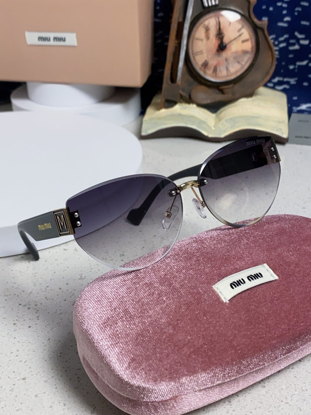 Miu Miu Lightweight Rimless Silver Lens Sunglasses for Women - 449699 - detail image 10