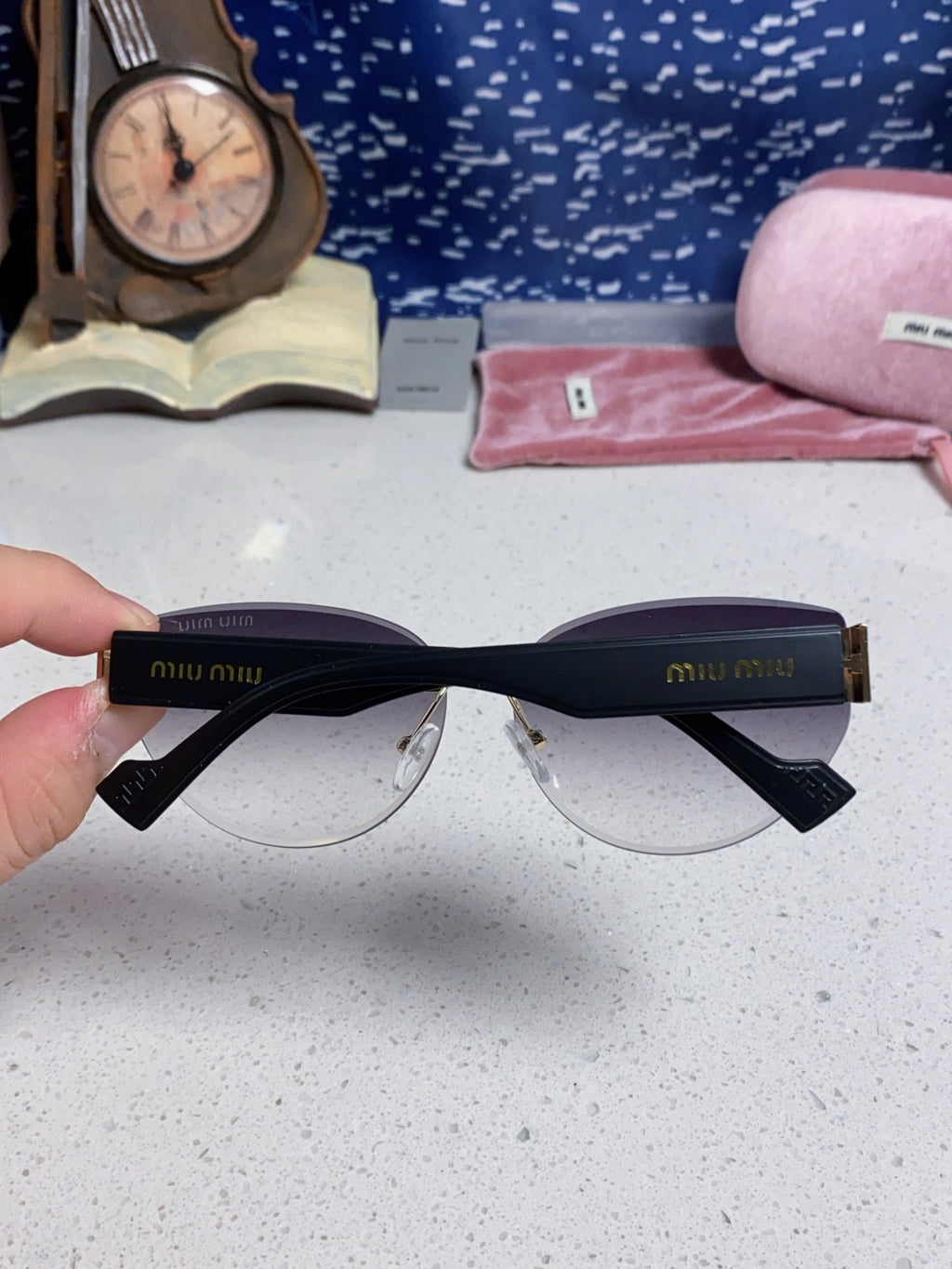 Miu Miu Lightweight Rimless Silver Lens Sunglasses for Women - 449699 - detail image 5