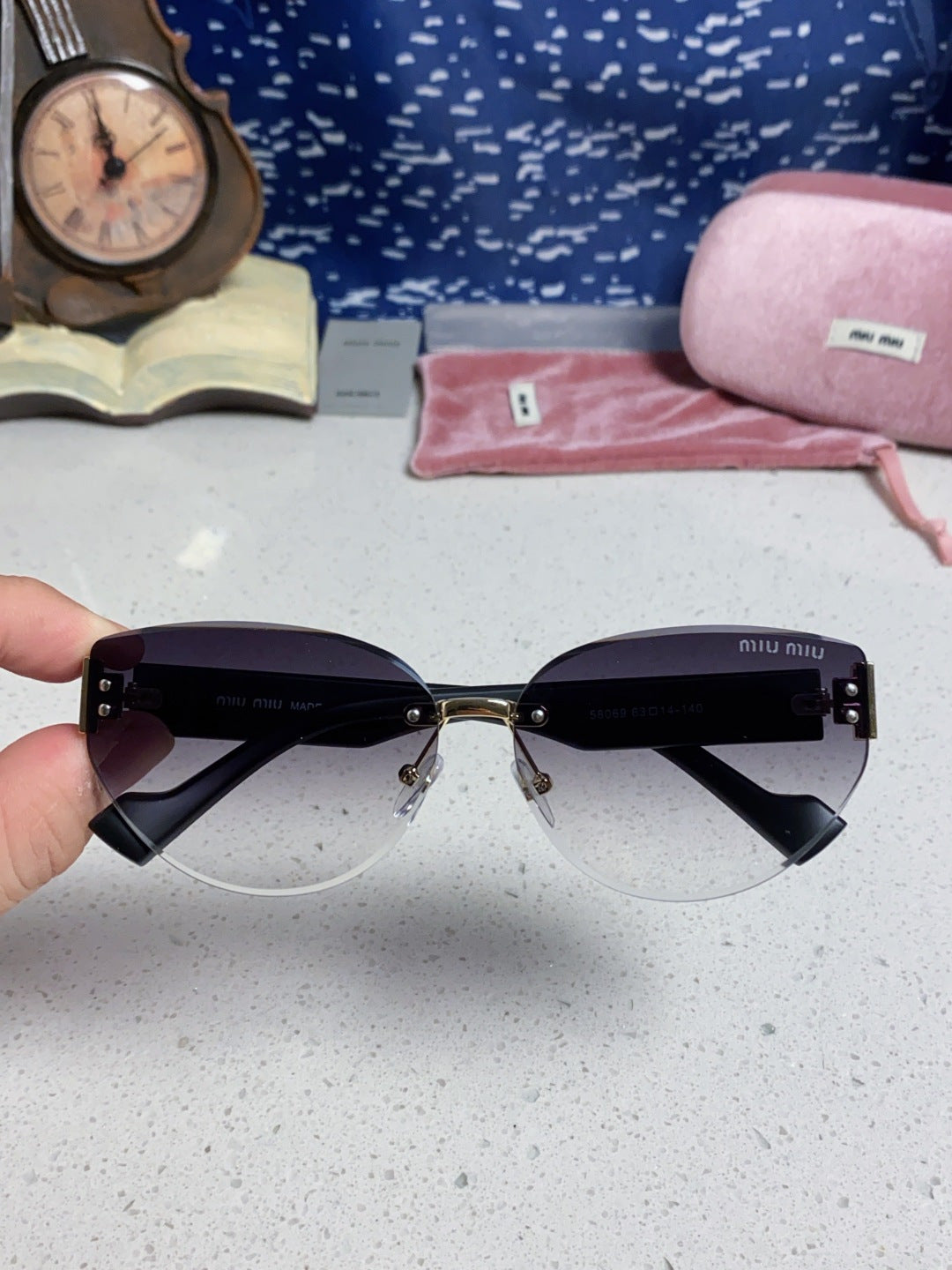 Miu Miu Lightweight Rimless Silver Lens Sunglasses for Women - 449699 - detail image 4
