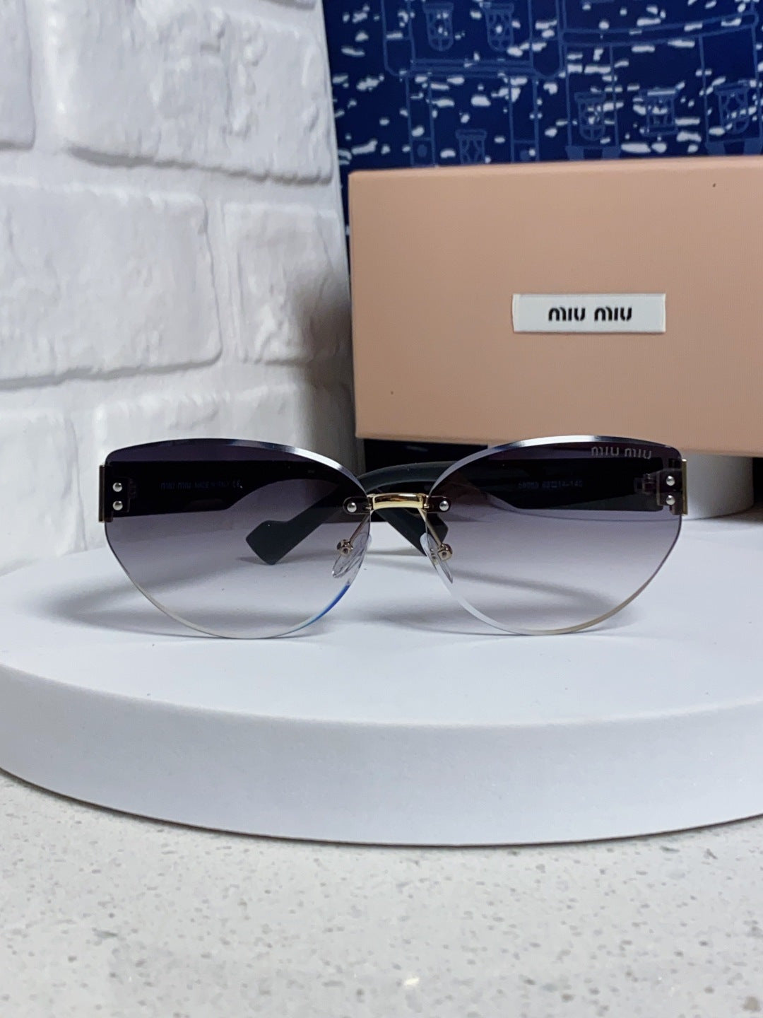 Miu Miu Lightweight Rimless Silver Lens Sunglasses for Women - 449699 - detail image 2