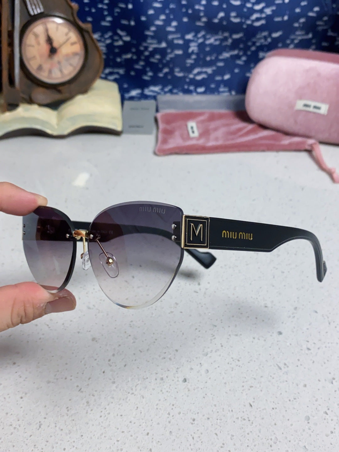 Miu Miu Lightweight Rimless Silver Lens Sunglasses for Women - 449699 - detail image 6