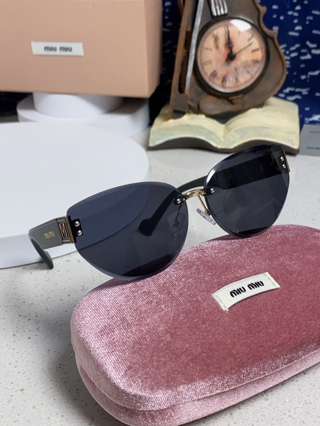 Miu Miu Lightweight Rimless Black Lens Sunglasses for Women - 449700 - detail image 10