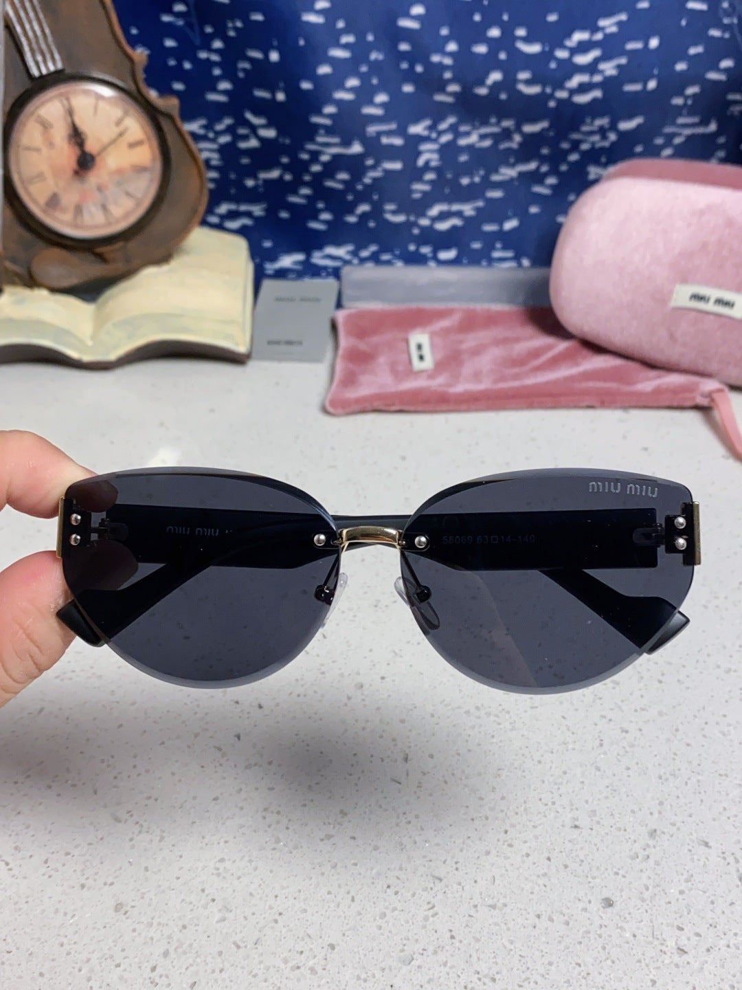 Miu Miu Lightweight Rimless Black Lens Sunglasses for Women - 449700 - detail image 4