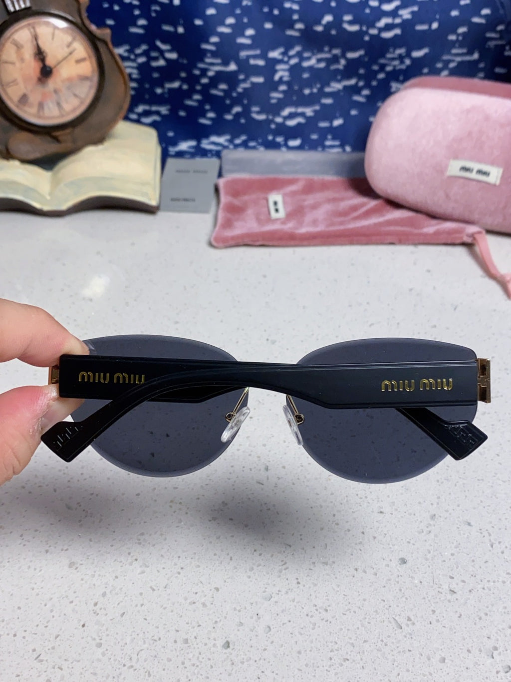 Miu Miu Lightweight Rimless Black Lens Sunglasses for Women - 449700 - detail image 5