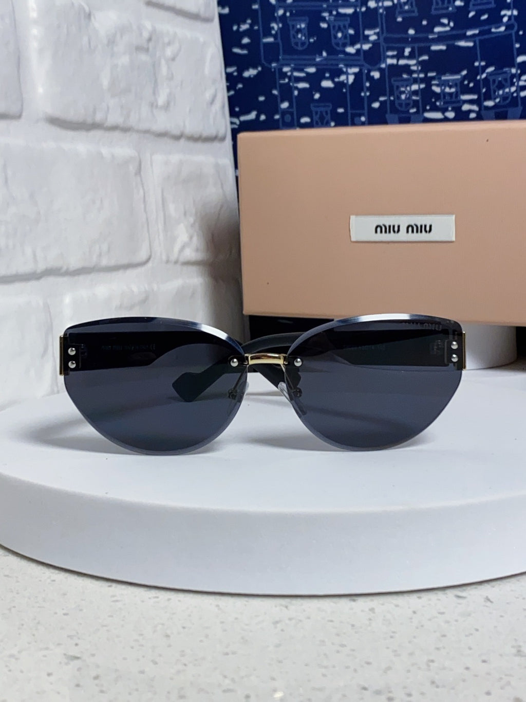 Miu Miu Lightweight Rimless Black Lens Sunglasses for Women - 449700 - detail image 2