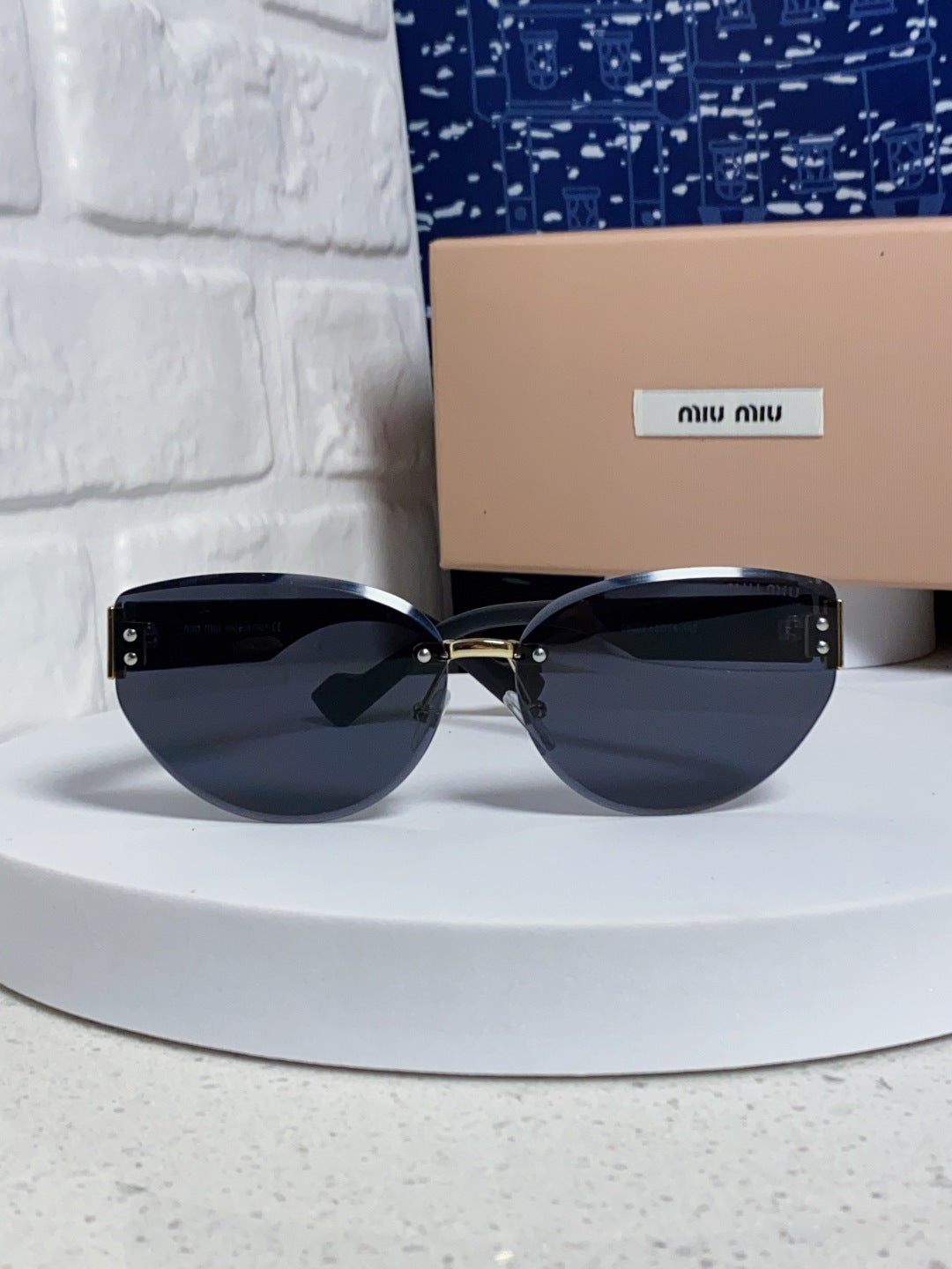 Miu Miu Lightweight Rimless Black Lens Sunglasses for Women - 449700 - detail image 2