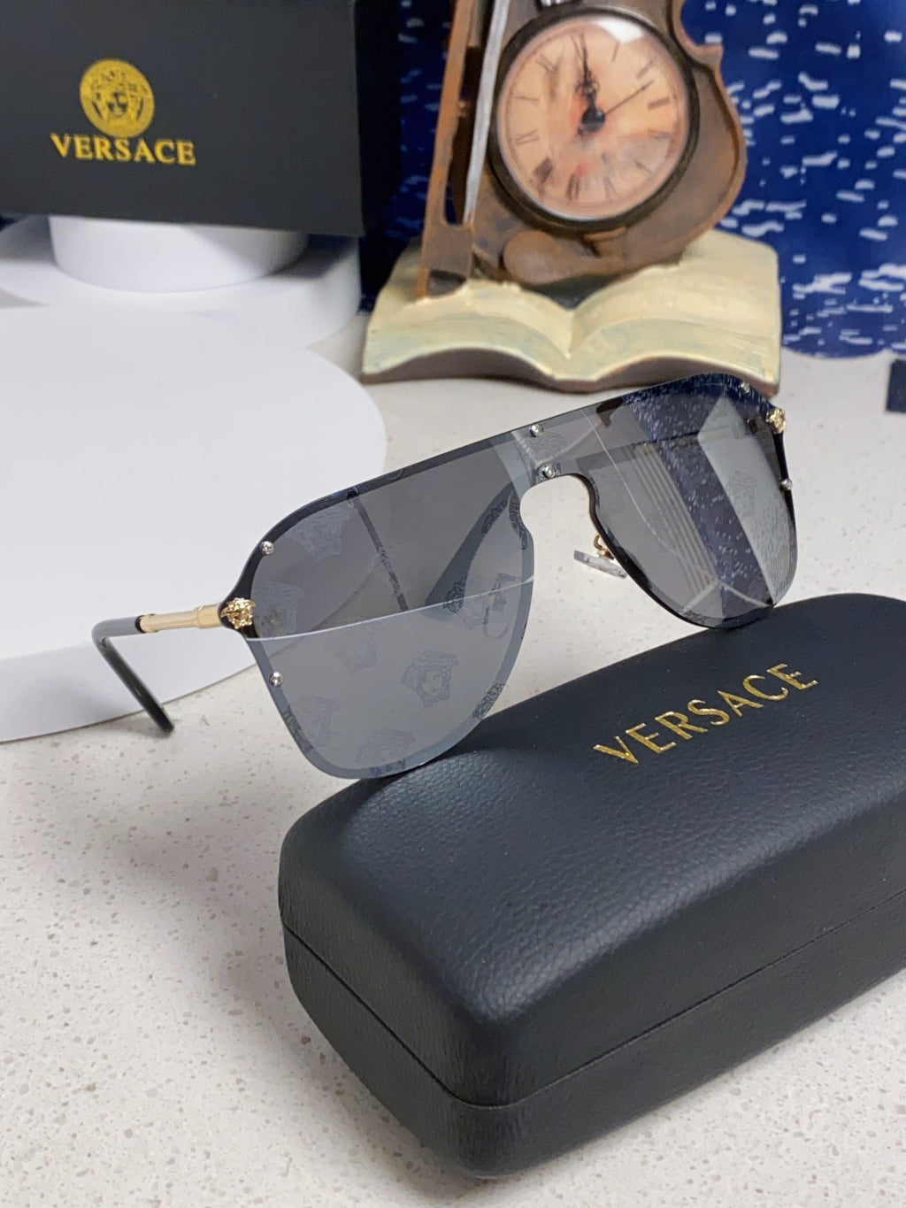 Versace Metal Oversized Silver Lens Sunglasses for Men & Women - 466216 - detail image 10