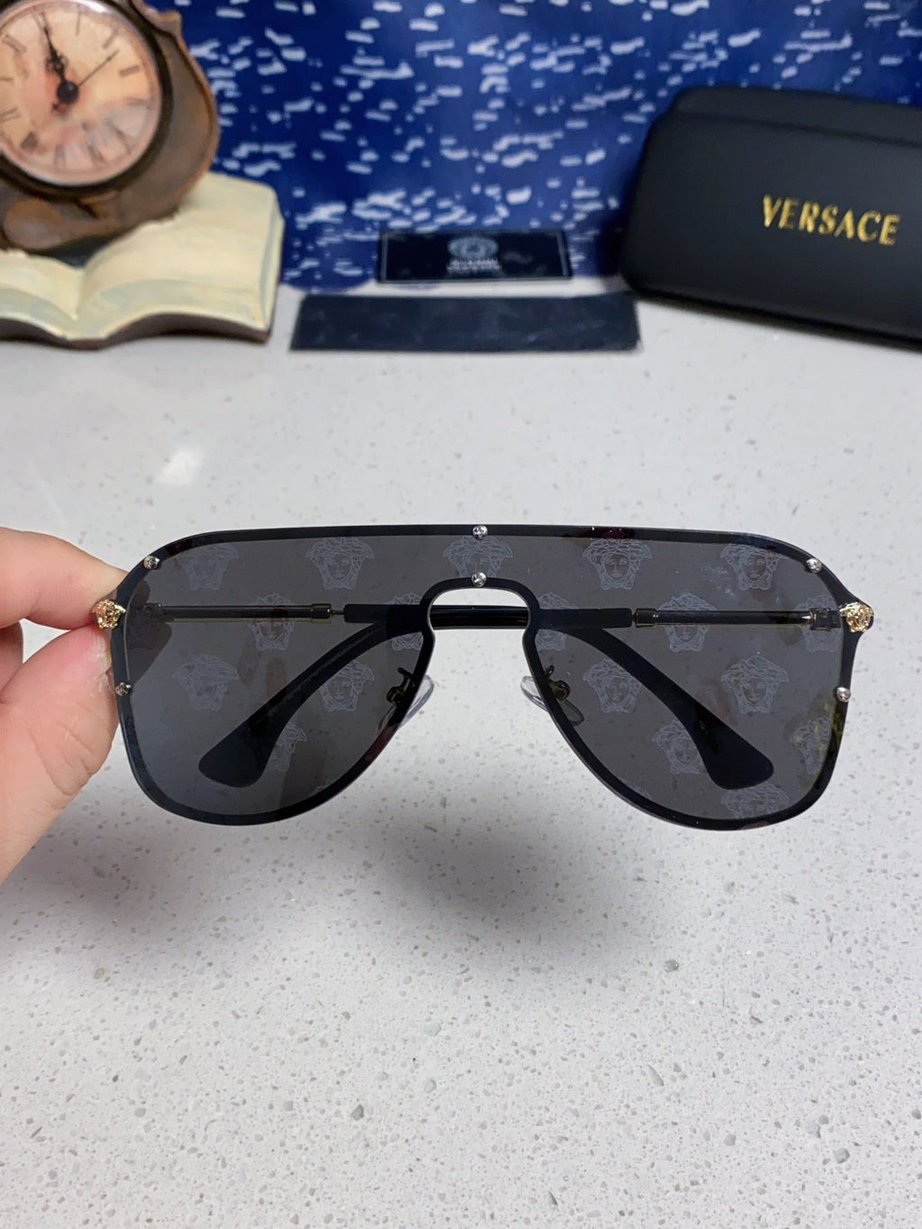 Versace Metal Oversized Silver Lens Sunglasses for Men & Women - 466216 - detail image 4