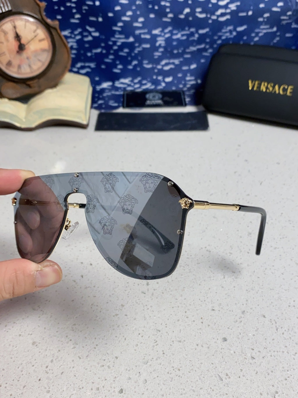 Versace Metal Oversized Silver Lens Sunglasses for Men & Women - 466216 - detail image 6