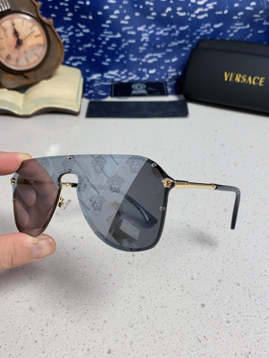 Versace Metal Oversized Silver Lens Sunglasses for Men & Women - 466216 - detail image 6