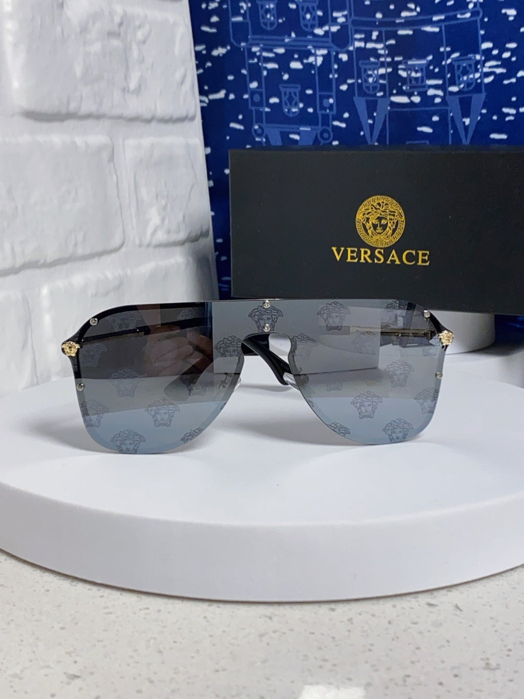 Versace Metal Oversized Silver Lens Sunglasses for Men & Women - 466216 - detail image 2