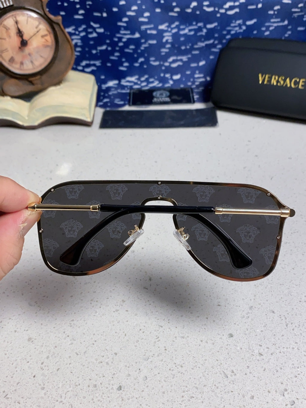 Versace Metal Oversized Silver Lens Sunglasses for Men & Women - 466216 - detail image 5