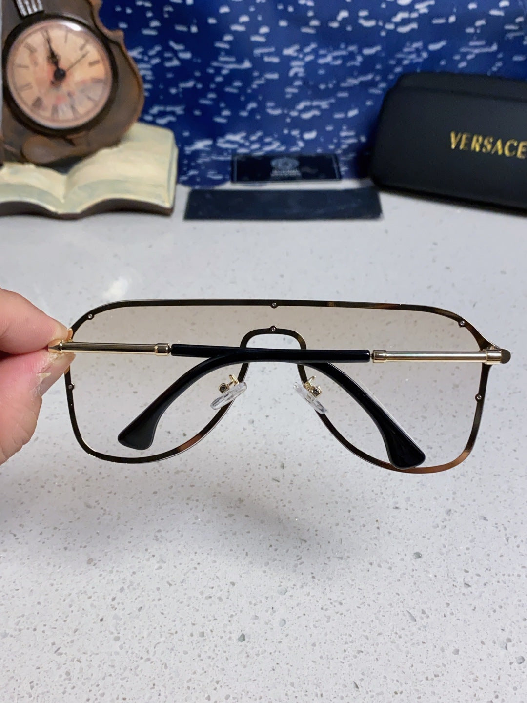 Versace Metal Oversized Silver Lens Sunglasses for Men & Women - 466217 - detail image 5