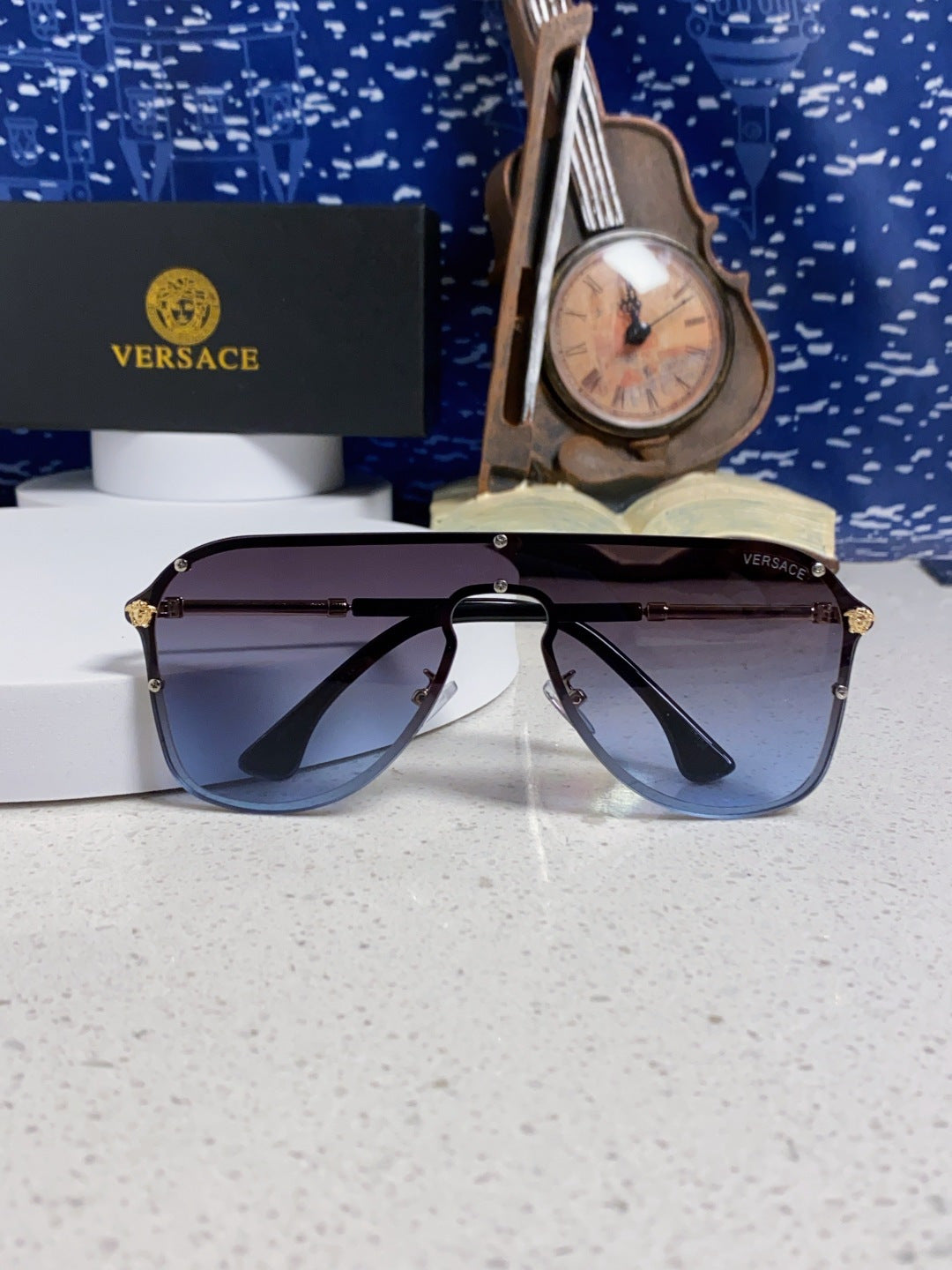 Versace Metal Oversized Blue Lens Sunglasses for Men & Women - 466218 - detail image 9